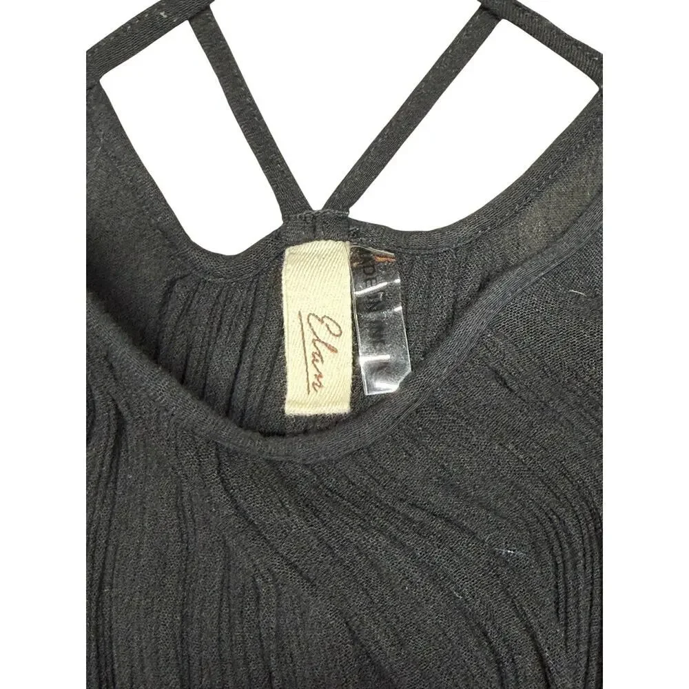 Nordstrom Elan Black Gauzy Strappy Swim Beach Cover Up Slip Dress Size Small